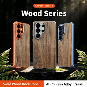 Fashion Real Walnut Wood Back Panel Magnetic <b>Phone</b> Case for Samsung S26 S24 S25 Ultra Aluminum Metal Frame Shockproof Cover - Product Image 2