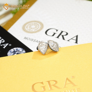 Goldleaf <b>925</b> <b>Silver</b> Pear Marquise Cut 3CT Moissanite <b>Ring</b> Classic Unisex Wedding Engagement GRA Certified Custom - Product Image 2