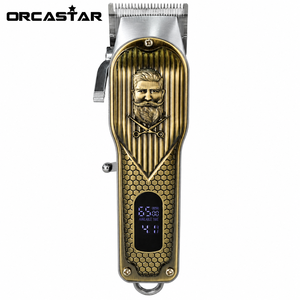 Tondeuse à <span class=keywords><strong>cheveux</strong></span> électrique professionnelle de style vintage ORCASTAR <span class=keywords><strong>pour</strong></span> hommes, en alliage d'acier inoxydable, lame réglable, tête amovible et lavable - Product Image 2
