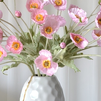 Fleurs de pavot artificielles en soie, style Grasse, tiges florales artificielles pour mariage, décoration intérieure, accessoire de photographie