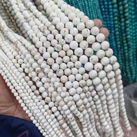 Perles rondes blanches naturelles en turquoise en vrac pour accessoires de bricolage