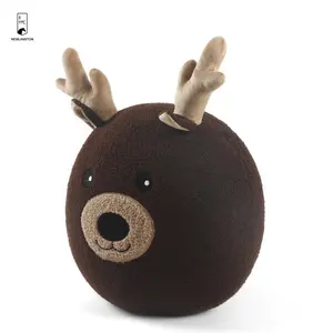 2024 Christmas Brown Elk Tumbler Toy Embroidery Plush Deer Decorative Cushion Pillow For Xmas Holiday
