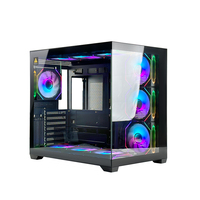Boîtier PC Manmu personnalisé avec logo, format ATX Full Tower, en alliage d'aluminium noir, avec fenêtre latérale pour jeux MicroATX, 7 emplacements d'extension, en stock