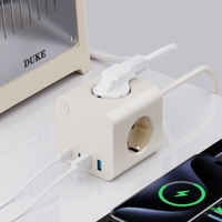 Toma eléctrica de 3 salidas de alta calidad con interruptor maestro, tira de alimentación estándar de la UE con 2 puertos USB, 2 puertos tipo C, enchufe con enchufe KC