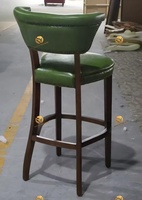 Tabouret de bar en cuir nordique avec pieds en bois massif, chaise de bar à hauteur de comptoir avec dossier pour bar à domicile et projets de pub