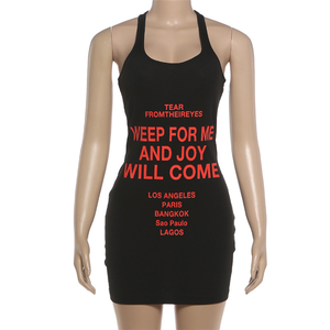 Vestido Mini Sexy de Moda para Mujer, con Estampado de Letras, Cuello en <span class=keywords><strong>U</strong></span>, Sin Espalda, Sin Mangas, Ajustado, Estilo Bodycon de Calle, con Efecto Push-Up en los Glúteos - Product Image 5
