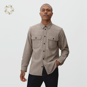 100% cotton hữu cơ nam giản dị áo sơ mi bền vững nặng overshirt cotton hữu cơ Áo sơ mi sinh thái thân thiện Nút xuống áo sơ mi - Product Image 4