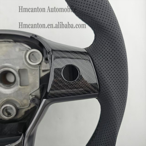 Explosive New Products Perforated Leather Carbon Fiber for Tesla Model 3 Mode Y Car Steering <b>Wheel</b> - Product Image 4