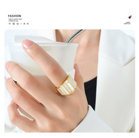 Bague de cocktail réglable en acier inoxydable de mode vintage déclaration audacieuse bijoux en pierres précieuses pour femmes conception de coquille large