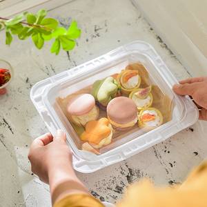 Bán Buôn Bánh Macaroon Takeaway Mang Theo Giỏ Món Tráng Miệng <span class=keywords><strong>Cupcake</strong></span> Mini Bánh Pasty Container Nhựa Màu Trắng Bao Bì Với Xử Lý - Product Image 4