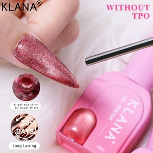 KLANA ชุดเจลทาเล็บแคทอายสีแดง 15 มล. ยูวี แอลอีดี เจลแคทอายแบบเม็ดแก้วใสแม่เหล็กสำหรับร้านทำเล็บ ศิลปะบนเล็บ แบรนด์ส่วนตัว - Product Image 2