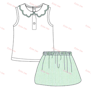 Set di Abbigliamento <span class=keywords><strong>per</strong></span> <span class=keywords><strong>Bambina</strong></span> con Stampa Personalizzata, Completo Due Pezzi con Gonna e Canotta, Colletto a Festoni, Set Sportivo con Gonna-Pantalone <span class=keywords><strong>per</strong></span> Bambine - Product Image 5