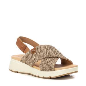 Carmela Women's Low Sandal Beige Leather <b>Flat</b> Sandals - Product Image 2