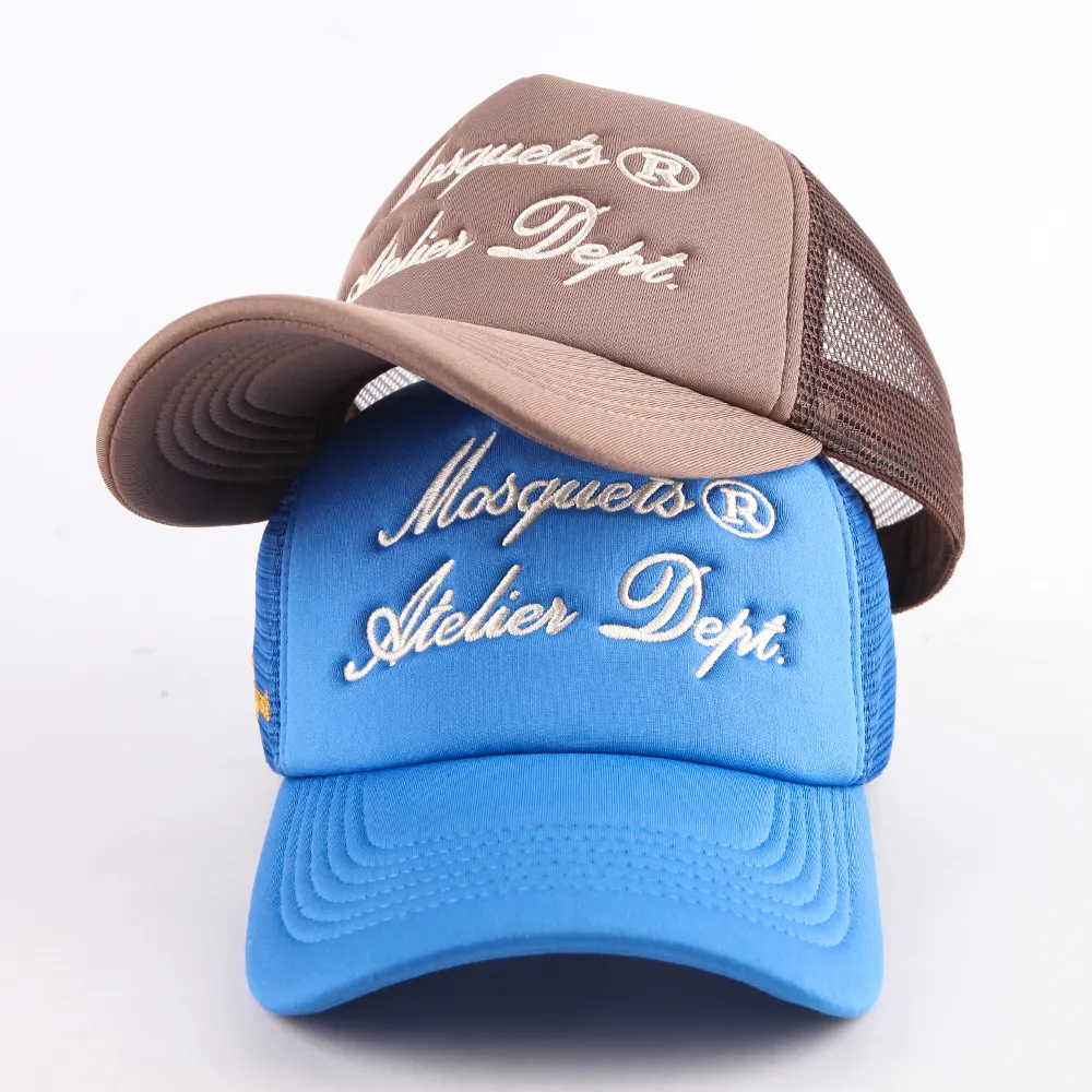 Cappelli all'ingrosso della maglia della schiuma del ricamo di 5 pannelli di alta qualità cappello del berretto del camionista ricamato personalizzato