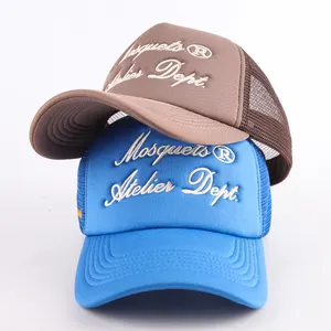 Alta Qualidade 5 Painel Bordado espuma malha atacado chapéus personalizados bordados trucker cap chapéu