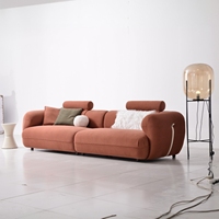 Canapé modulaire en velours orange 4 places, style moderne minimaliste français, sur mesure pour salon