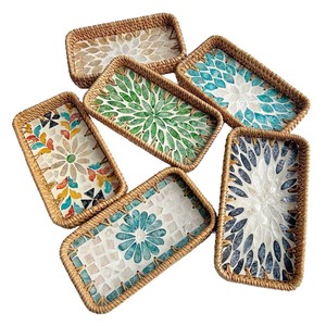 <span class=keywords><strong>Corbeille</strong></span> de rangement rectangulaire de luxe <span class=keywords><strong>en</strong></span> rotin naturel écologique pour fruits et collations - Product Image 1