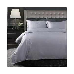 Premium Fitted 4pcs Grey Bed Sheet Set King Queen Twin Size Pillow Case Luxury Hotel Bedding Set