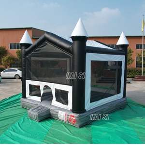 Château gonflable noir et blanc pour mariage, maison de rebond moderne pour enfants, idéal pour photomaton et décoration d'événements - Product Image 3