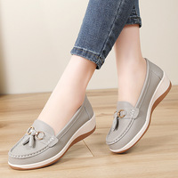 Sepatu Kasual Wanita Model Slip-On Berbahan Microfiber dengan Hiasan Rumbai, Model Wedge Moccasins, Terbaru 2026