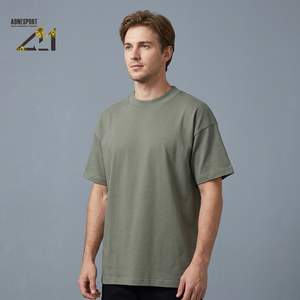 350gsm Ultra Heavyweight T-Shirt Men Drop Shoulder 100% Cotton Blank <b>Tee</b> Custom Logo Print - Product Image 6