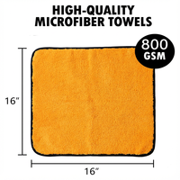 Serviette de lavage auto en microfibre corail super épaisse 800 g/m², sans peluches, anti-rayures, pour séchage rapide, emballage personnalisé, fournitures en gros