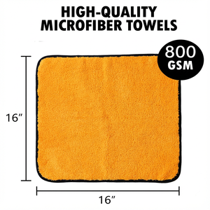 Serviette de <span class=keywords><strong>lavage</strong></span> auto en microfibre corail super épaisse 800 g/m², <span class=keywords><strong>sans</strong></span> peluches, anti-rayures, pour séchage rapide, emballage personnalisé, fournitures en gros - Product Image 2