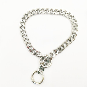 Accesorios para mascotas Collar de perro grande de Metal dorado ajustable Cadena de doble círculo P Patrón sólido Collar para caminar de Bulldog francés - Product Image 5