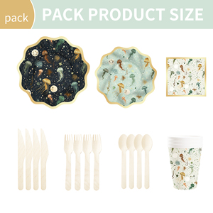 ชุดจานกระดาษลายปลาและแมงกะพรุนแบบกำหนดเอง DAMAI ชุดภาชนะใส่อาหารแบบใช้แล้วทิ้งสำหรับงานเลี้ยงวันเกิดเด็กธีมทะเล - Product Image 3