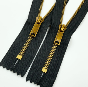 Directo de Fábrica, Venta al Por Mayor, Personalizado, Ecológico 4 #   <span class=keywords><strong>Cremallera</strong></span> metálica de latón de 25 cm con extremo cerrado para jeans, zapatos, prendas y bolsos - Product Image 2