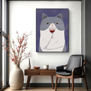 Divertente <span class=keywords><strong>arte</strong></span> della parete del gatto Poster <span class=keywords><strong>giapponese</strong></span> estetica tela opera d'<span class=keywords><strong>arte</strong></span> animale <span class=keywords><strong>pittura</strong></span> minimalista decorazione della parete della casa - Product Image 2