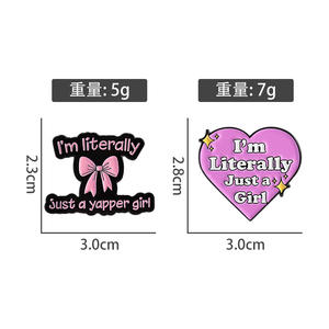 Cartoon Pink Bow Heart Emaille Pins Ich bin buchstäblich nur ein Mädchen Broschen Rucksack Revers Abzeichen Zubehör Geschenk für Freund Großhandel - Product Image 6
