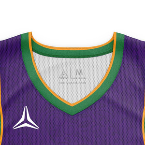 Maillot de basketball rétro violet texturé en maille respirante 100 % polyester léger coupe ample pour homme - Product Image 3