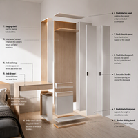 Armoire scandinave avec rangement optimisé et commode pour chambre à coucher, coiffeuse personnalisée