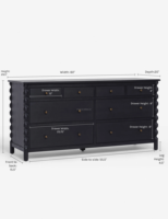 Mobilier de chambre à coucher de haute qualité commode contemporaine française à 8 tiroirs en chêne massif noir