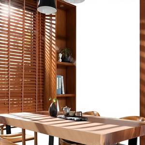 Persianas Enrollables Eléctricas <span class=keywords><strong>de</strong></span> Madera Maciza Negras, Personalizadas, Estilo Mid-Century, Aislantes y Bloqueadoras <span class=keywords><strong>de</strong></span> Luz <span class=keywords><strong>para</strong></span> Interiores/Exteriores - Product Image 1
