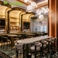 Meubles de salle à manger modernes pour café extérieur et restaurant d'hôtel, pour appartement-hôtel, complexe hôtelier, maison d'hôtes, avec dessus de table en pierre et cadres en bois durables