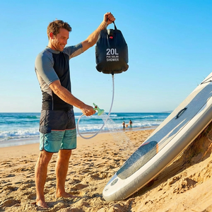 Sac de <span class=keywords><strong>douche</strong></span> <span class=keywords><strong>solaire</strong></span> portable 20L (5 gallons) en PVC pour randonnée, camping, plage, voyage, surf et lavage de planches, avec tuyau - Product Image 1