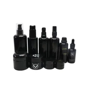 Kemasan Kosmetik Mewah 30Ml 50Ml 100G Botol Kaca Uv Hitam 30G 50G Stoples Kaca Violet VJ-CC149