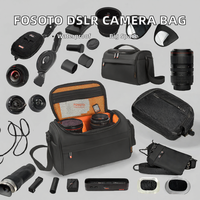 Sac à appareil photo reflex numérique professionnel Fosoto grande capacité, étui en cuir imperméable, bandoulière réglable, sac à bandoulière, étui de protection pour objectif