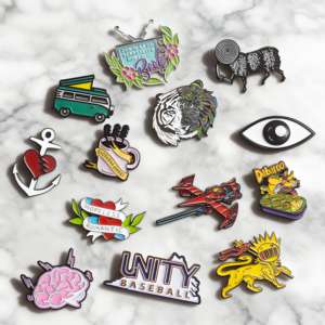 工場高品質ソフトエナメル亜鉛合金鉄製工芸品金銀メッキカラフルブローチラペルピン - Product Image 1