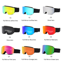 Lunettes de ski personnalisées avec protection UV400 Lunettes de snowboard pour le sport Lunettes de ski anti-buée OEM Lunettes de ski à lentille magnétique avec sangles Googles