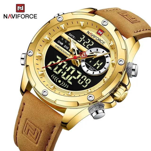 NAVIFORCE Watch Men New Arrival 9208 Fashion Multifunctional Clock Male Dual Display Wristwatches LED Digital Watches Men's