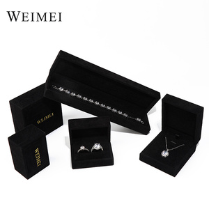 Luxury Engagement Wedding Ring Necklace Bracelet <b>Gift</b> Jewelry Packaging logo Black Velvet Jewelry <b>Boxes</b> - Product Image 6