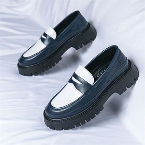 Zapatos de Vestir Personalizados de Microfibra para Hombre, Tallas 38-44, Plataforma Gruesa, Plantilla de PU, Punta Cerrada, Color en Contraste, Mocasines Casuales de Verano y Otoño - Product Image 2