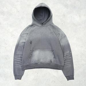 Sudadera con Capucha para Hombre, Estilo Oversize, de Algodón Grueso de 400 g/m², para Otoño, con Logotipo Personalizado, de Alta Calidad, con Lavado Ácido - Product Image 1