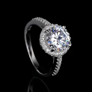 ZHILIAN Fashion Klasik 925 Perak Murni Perhiasan Berlian Cincin Pernikahan Pertunangan