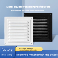 Grille de ventilation carrée en alliage d'aluminium à prix abordable, étanche à la pluie, avec moustiquaire pour l'évacuation des gaz de construction