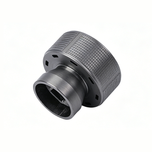 Perilla de control moleteada de acero inoxidable/aluminio mecanizada por CNC a medida, metal anodizado negro, perforación de orificio cuadrado para equipos rotatorios - Product Image 2