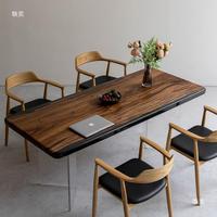 Table suspendue en bois massif et résine époxy, accessoires de cuisine pour hôtel, salle à manger, mobilier de maison - Grande Vente